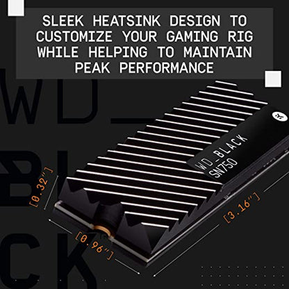 Western Digital SN750 NVMe 500GB Solid State Drive with Heatsink (Black)