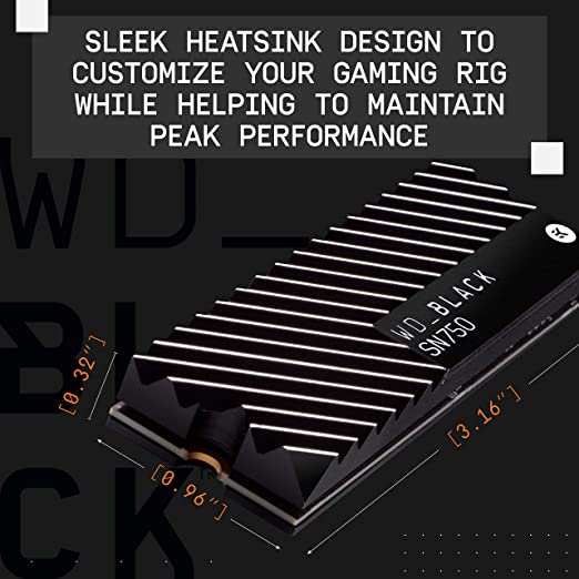 Western Digital SN750 NVMe 500GB Solid State Drive with Heatsink (Black)