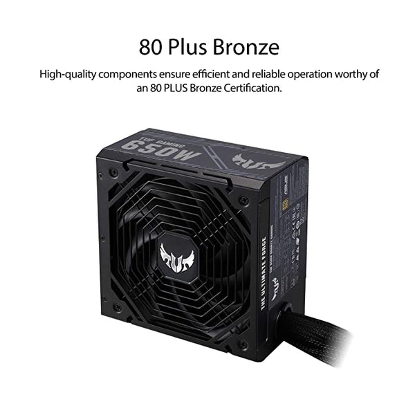 ASUS TUF Gaming 650W Bronze PSU, Power Supply(Axial-tech Fan Design, Dual Ball Fan Bearings, 0dB Technology, 80 Plus Bronze Certification, 80cm 8-pin CPU Connector, 6-Year Warranty) (90YE00D1-B0NA00)