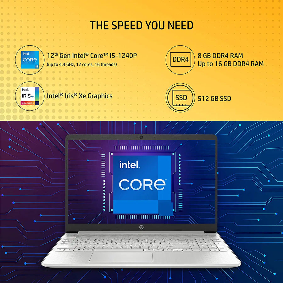HP 15s 12th Gen Intel Core i5 8GB RAM/512GB SSD 15.6inches(39.6cm) FHD, Micro-Edge Display/Intel Iris Xe Graphics/Dual Speakers/Windows 11 Home /Alexa Built-in/Backlit KB/MSO 2021/1.69kg, 15s-fq5329TU