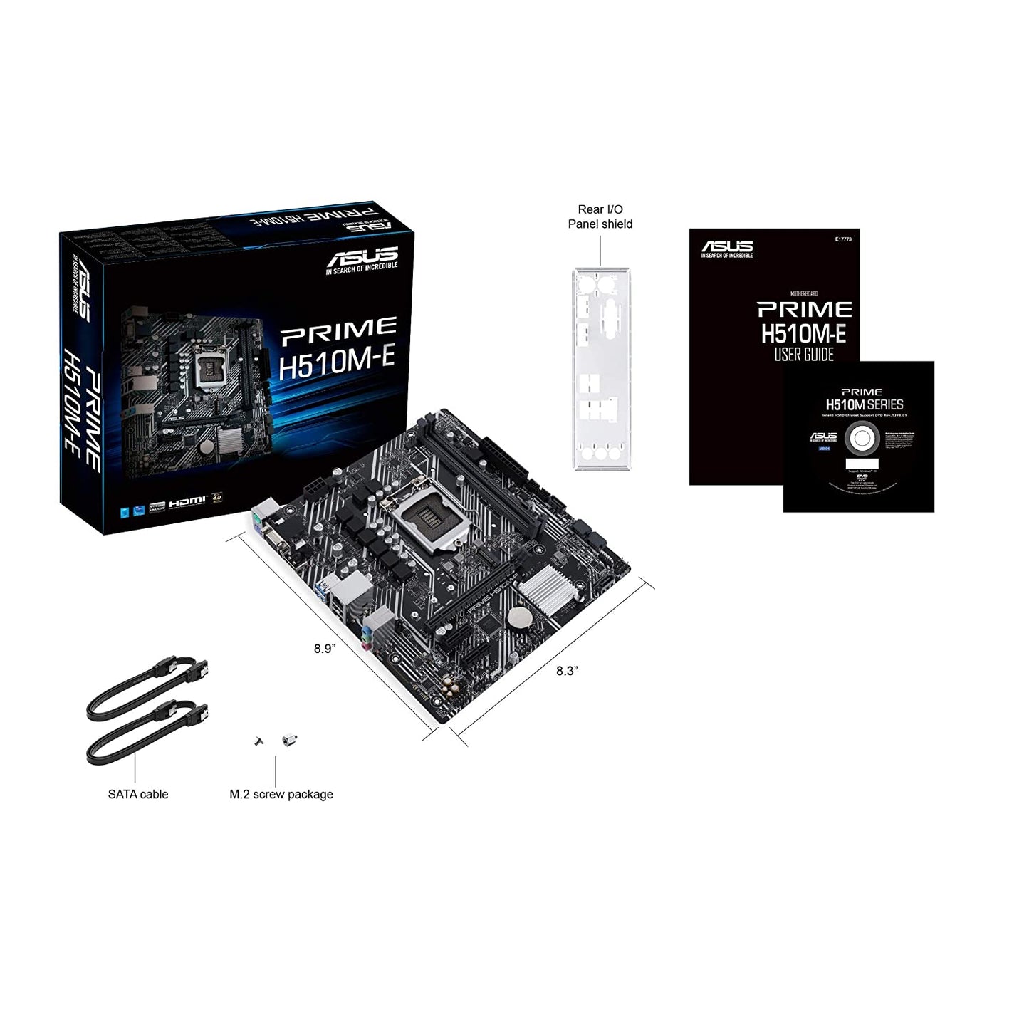ASUS Prime H510M-E (LGA1200 for 11th & 10th Gen Processors) Micro ATX Motherboard with PCIe 4.0 M.2 Slot Intel 1 Gb Ethernet DisplayPort HDMI D-Sub USB 3.2 Type A SATA 6Gbps COM Header and RGB Header
