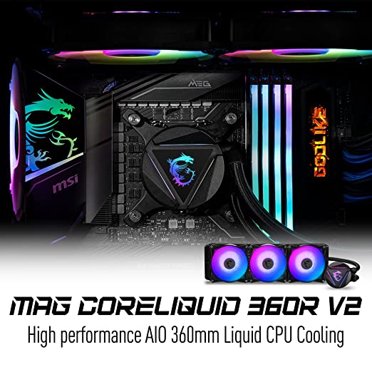 MSI MAG CoreLiquid 240R V2 - AIO ARGB CPU Liquid Cooler - Rotating Cap  Design - LGA 1700 Ready - 240mm Radiator - Dual 120mm ARGB PWM Fans