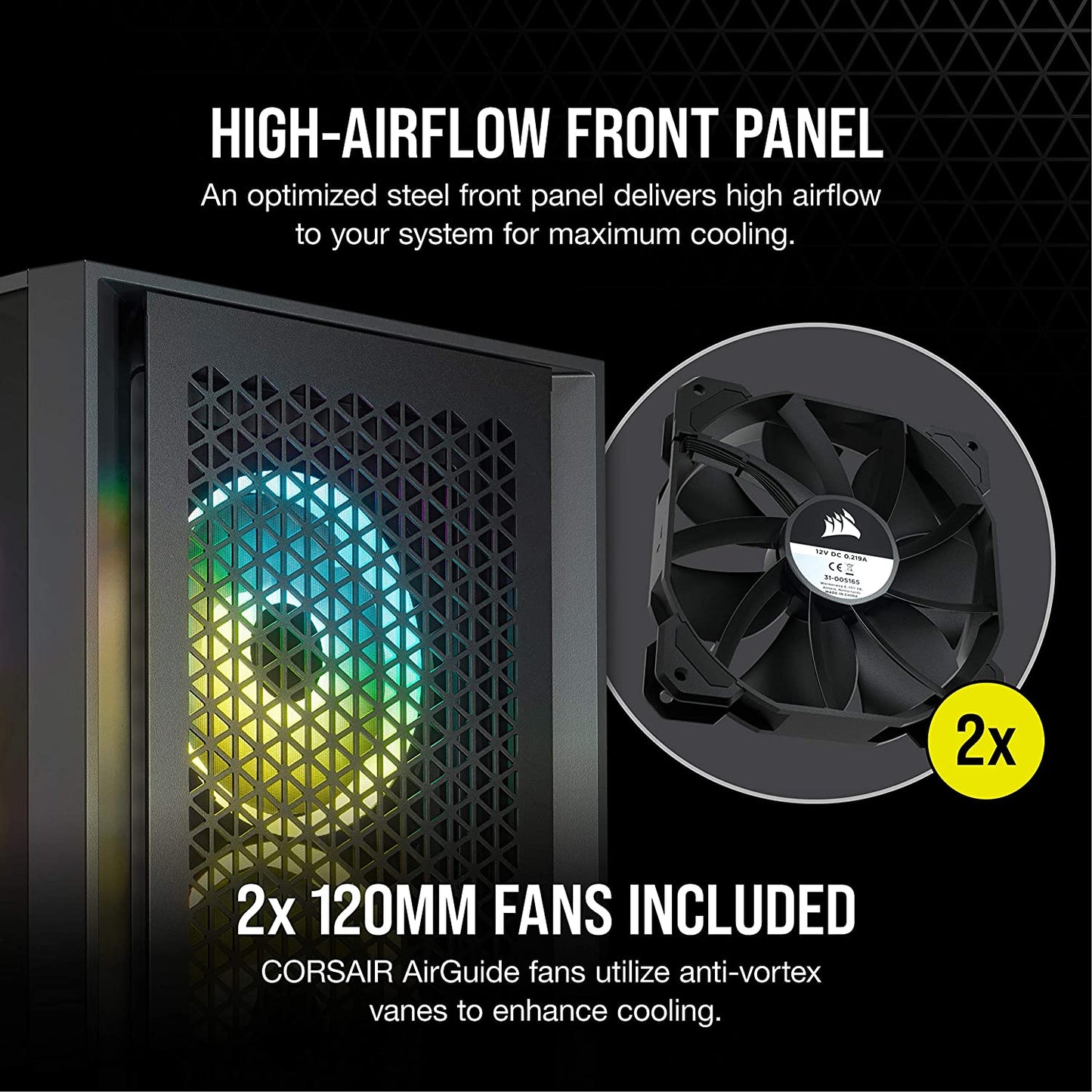 Corsair Tempered Glass, Alloy Steel 4000D Airflow Tempered Glass Mid-Tower ATX Case, Black (CC-9011200-WW)