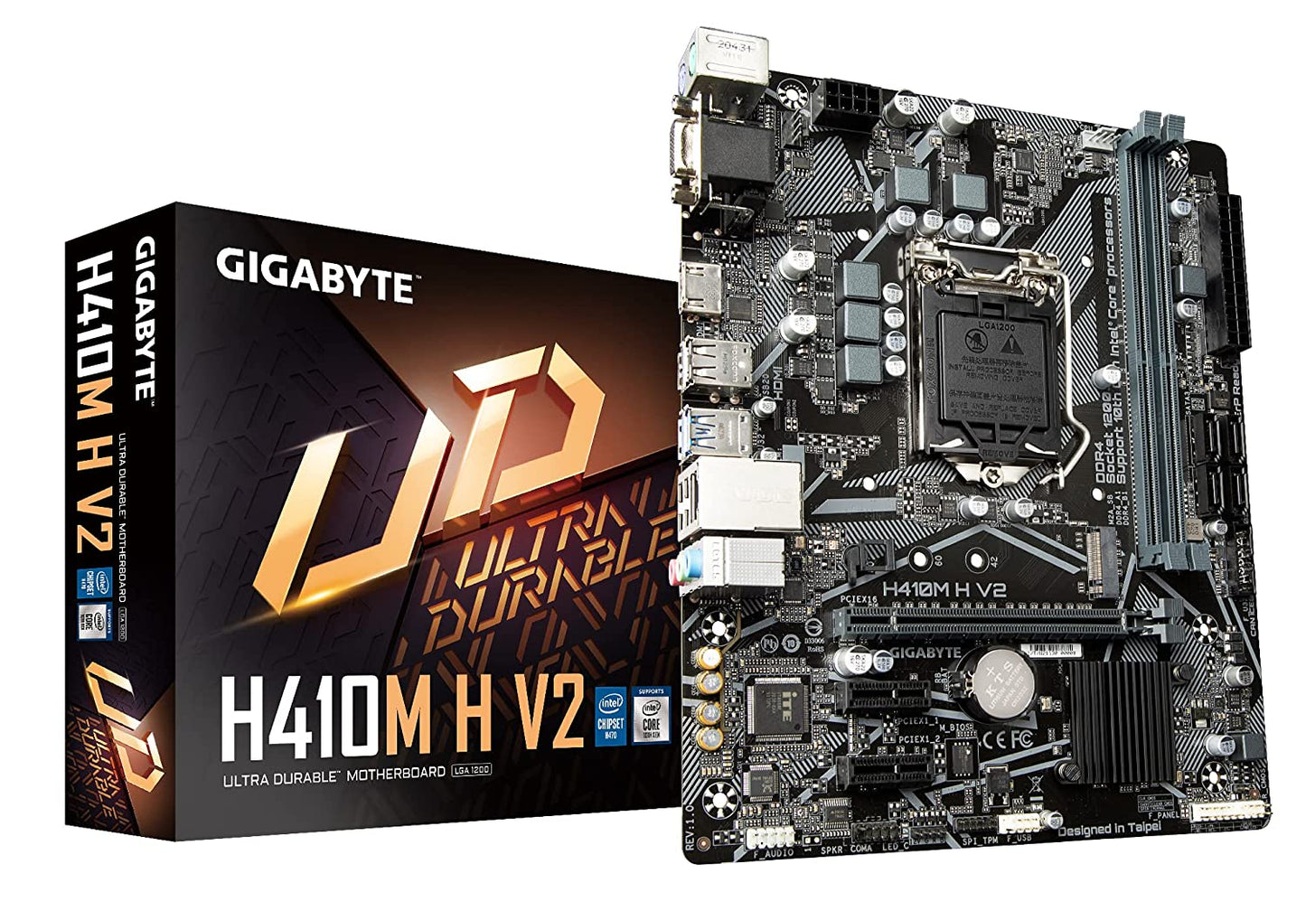 GIGABYTE H410M H V2 Ultra Durable Motherboard with Intel®, GbE LAN, Anti-Sulfur Resistor, Smart Fan 5